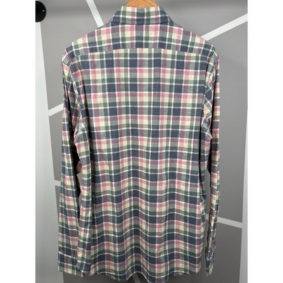 Taylor Stitch Plaid Organic Cotton Shirt Mens 42 Large Blue Rose Green Button Up - Picture 2 of 14